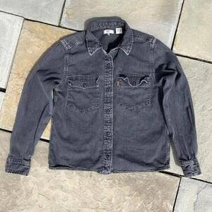 Levi’s Black Faded Denim Cropped Work Shirt